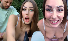 Risky Public Blowjob & Hard Fucking Ends with a Messy Face Cumshot