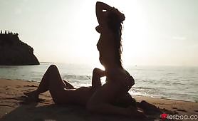 Sunset... Beach... Lesbian Lovers Having Sex. I Thinking About, I Miss You There :)
