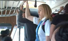 Poor Blonde Schoolgirl Groped and Fucked by Japanese on the Public Bus