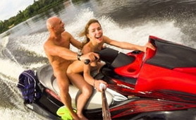 Couple Tries Anal Sex on a Jetski Outside in the City